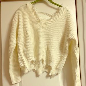 Cropped shaggy sweater